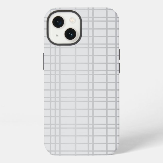 Grey, modern, simple, cool, trendy grid lines iPhone case (Back)