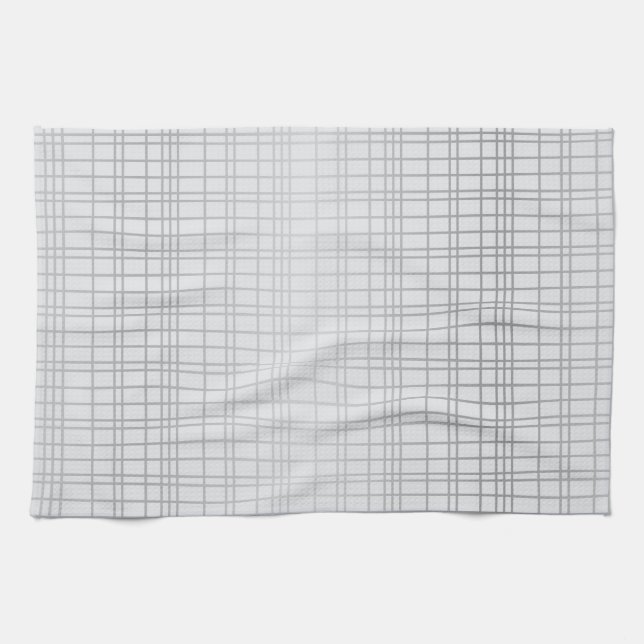 Grey, modern, simple, cool, trendy grid lines kitchen towel (Horizontal)