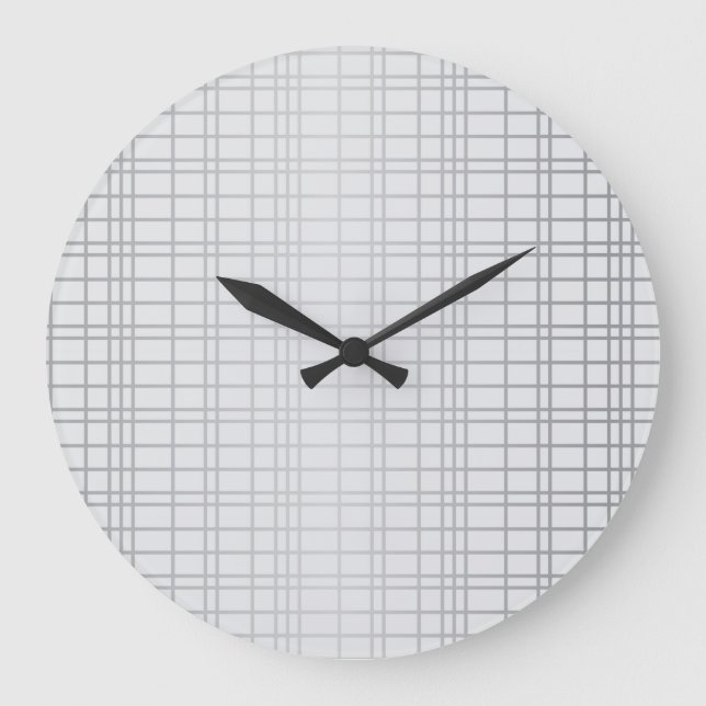 Grey, modern, simple, cool, trendy grid lines large clock (Front)
