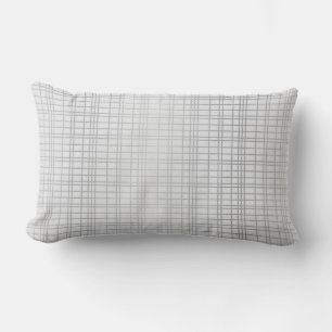 Grey, modern, simple, cool, trendy grid lines lumbar pillow