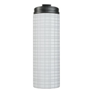 Grey, modern, simple, cool, trendy grid lines thermal tumbler