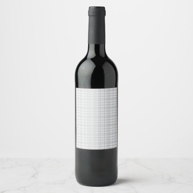 Grey, modern, simple, cool, trendy grid lines wine label (Front)