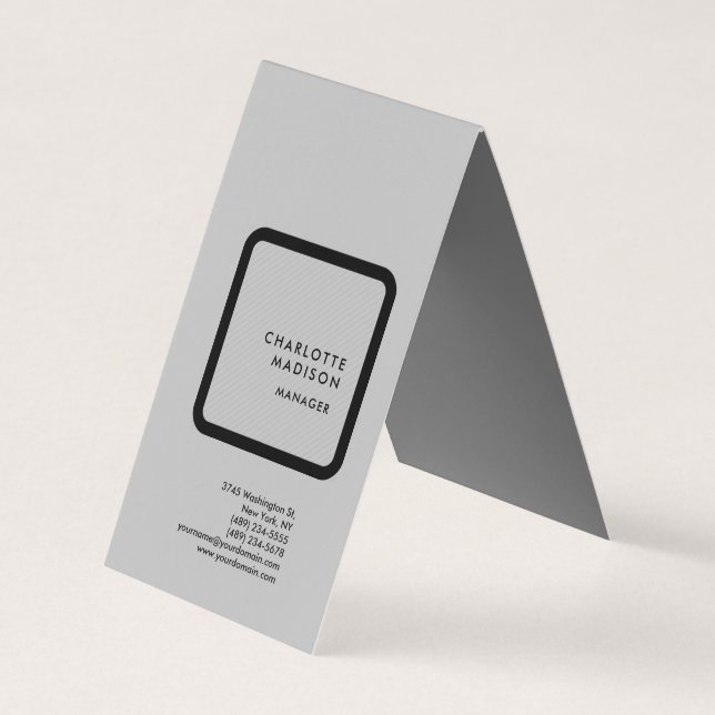 Grey Modern Simple Minimalist Plain Professional Business Card (Front)