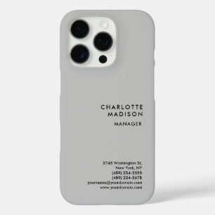 Grey Modern Simple Minimalist Plain Professional iPhone 16 Pro Case