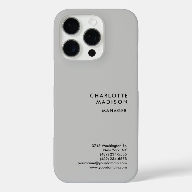 Grey Modern Simple Minimalist Plain Professional Case-Mate iPhone Case (Back)