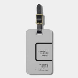 Grey Modern Simple Minimalist Plain Professional Luggage Tag