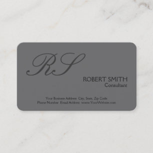 Grey Modern Simple Plain Elegant Monogram Business Card