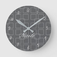 Grey Modern Squares Geometric Personalized Office
