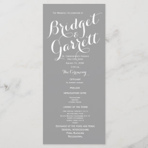 Grey Modern Text Wedding Program