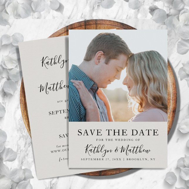 Grey Modern Typography Minimalist Photo Wedding Save The Date (Creator Uploaded)