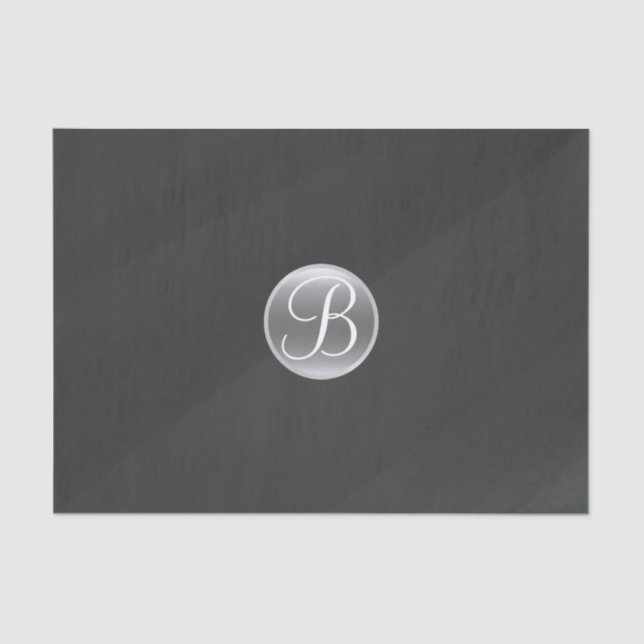 Grey Modern Watercolor Minimal Monogram Initial Tissue Paper (Front)