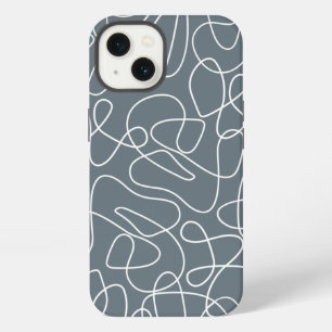 Grey Modern Wavy Lines Pattern iPhone 13 Case