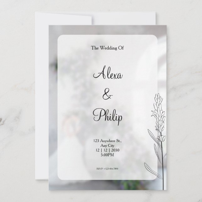 Grey Modern Wedding  Invitation (Front)