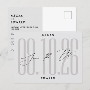 Grey Modern wedding Postcard