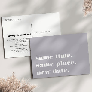 Grey Modern Wedding Postponement Announcement Postcard