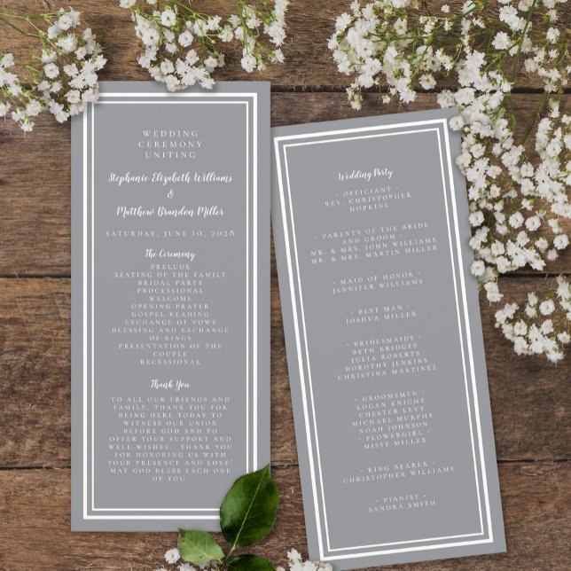 Grey Modern Wedding Service Ceremony Minimalist Pr Program (Creator Uploaded)