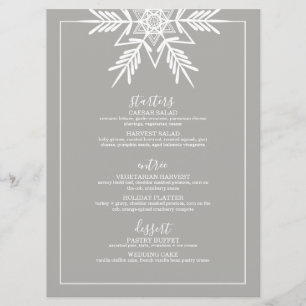 grey modern WINTER WONDERLAND wedding Menu