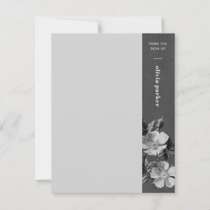Grey Monochromatic Blooms Floral Stationery Card