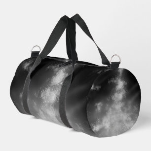 Grey Monochrome Night Sky Duffle Bag