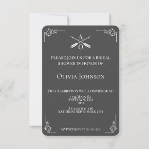 Grey Monogram and Arrows Bridal Shower Invitation
