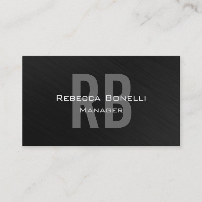 Grey Monogram Attractive Manager Business Card (Front)