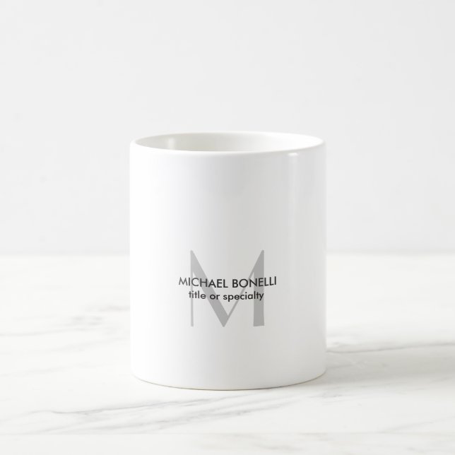 Grey Monogram Black White Coffee Mug (Center)