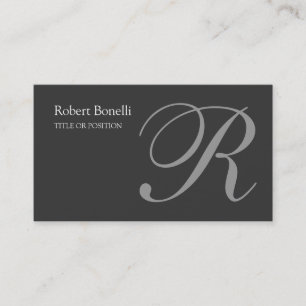Grey Monogram Chic Business Card