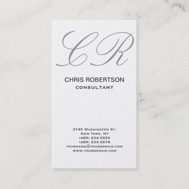 Grey Monogram Consultant Business Card (Front)