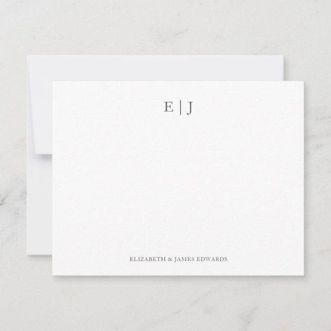 Grey Monogram Couple Initials Personalized Card (Front)