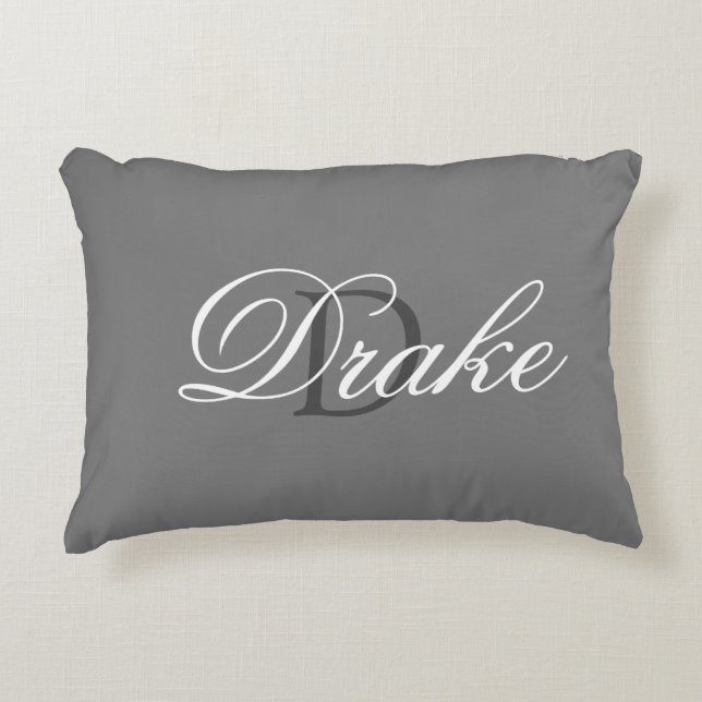 Grey Monogram Decorative Pillow (Front)