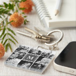 Grey Monogram Family Photo Collage Keychain<br><div class="desc">Monogram Family Photo Collage. Personalize this custom design with your own monogram initial or text.</div>