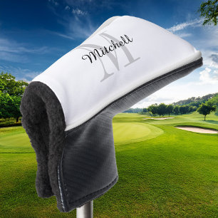 Grey Monogram Initial and Name Personalized Golf Head Cover