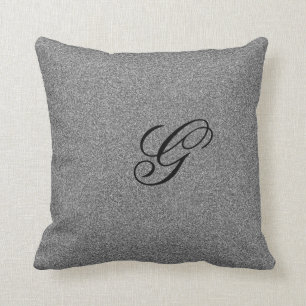 Grey monogram initial throw pillow