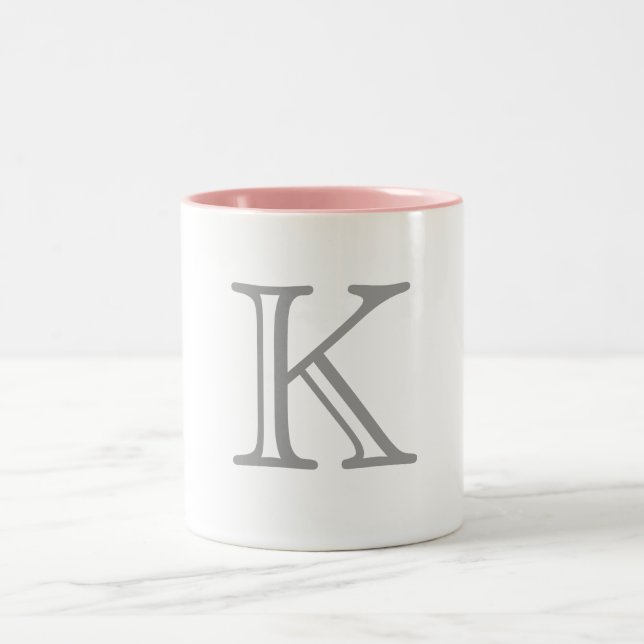Grey Monogram Letter Two-Tone Coffee Mug (Center)