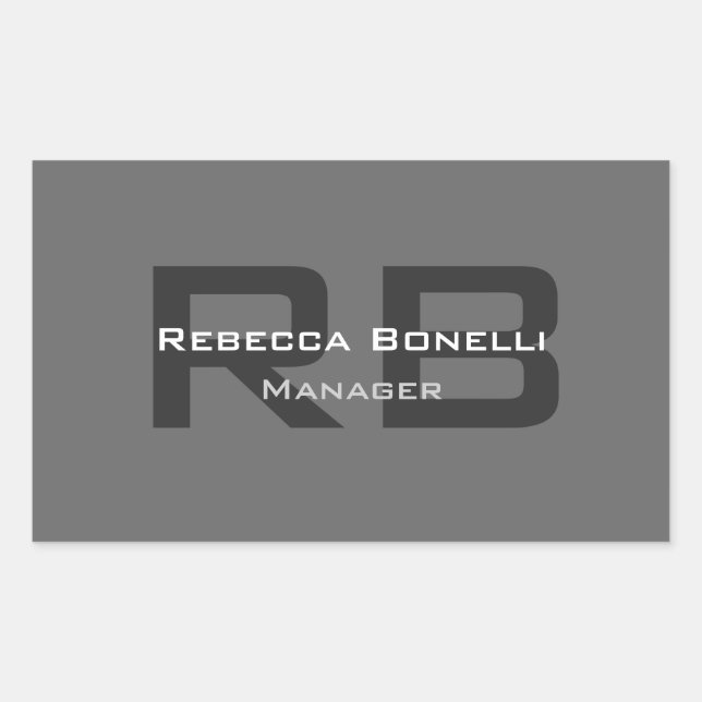 Grey Monogram Minimalist Personalized Modern Sticker (Front)