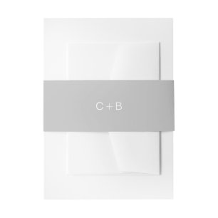 Grey Monogram Modern Wedding Invitation Belly Band