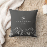 Grey Monogram Mountains Winter Family Throw Pillow<br><div class="desc">Grey Monogram Mountains Winter Family Throw Pillow</div>