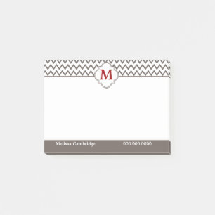 Grey Monogram Personalized Post-it Notes