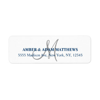 Grey Monogram Return Address Labels for Weddings