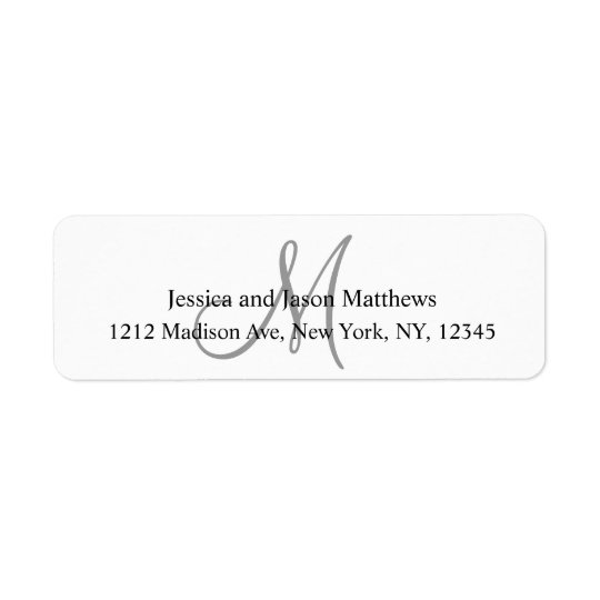 Grey Monogram Return Address Labels for Weddings