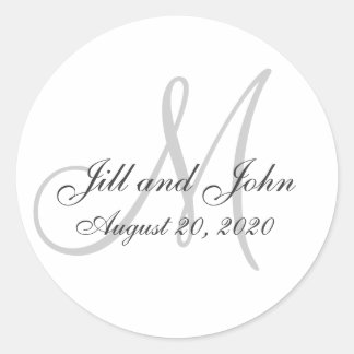 Grey Monogram Wedding Favour Sticker