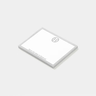 Grey Monogram Wreath Post-it Notes