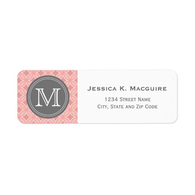 Grey Monogrammed Blush Pink Circle Pattern (Front)
