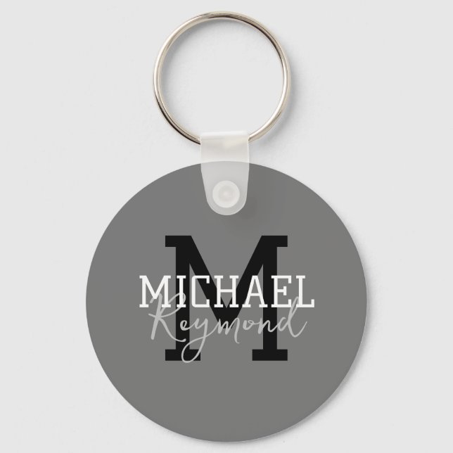 Grey Monogrammed Keychain (Back)