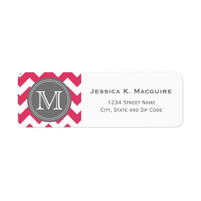 Grey Monogrammed Pink Chevron (Front)