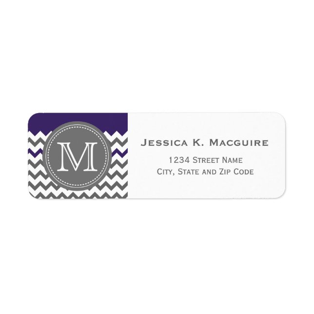 Grey Monogrammed Purple Chevron (Front)
