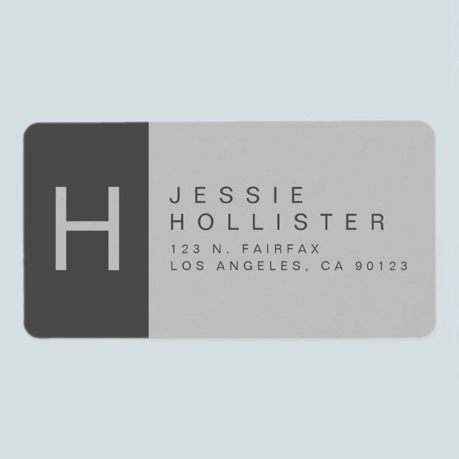 Grey Monogrammed Return Address Label (Creator Uploaded)