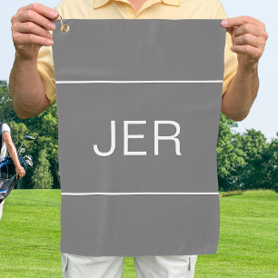 Grey Monogrammed Trendy Golfer Sports Pro  Golf Towel