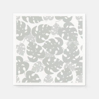 Grey monstera leaf tropical coaster set napkin