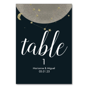 Grey Moon Constellation Sky Wedding Table Number